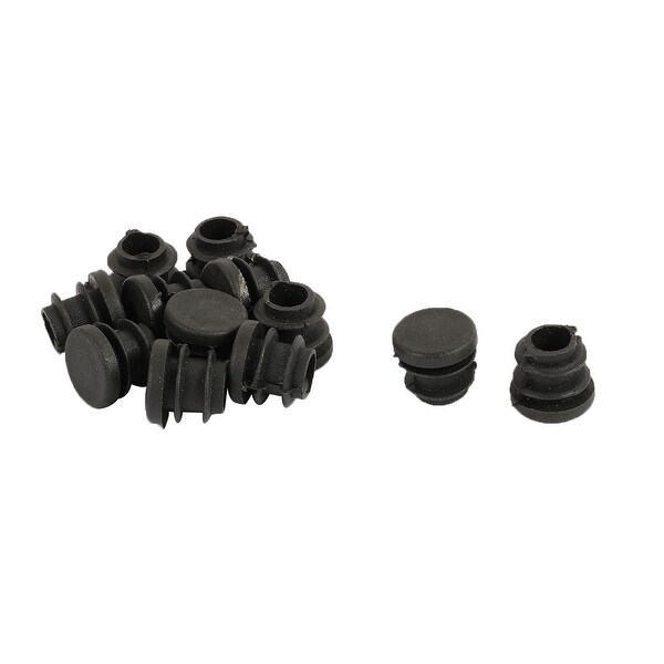 Plastic Round Furniture Chair Desk Table Leg Foot Cover Tube Insert Black 12pcs