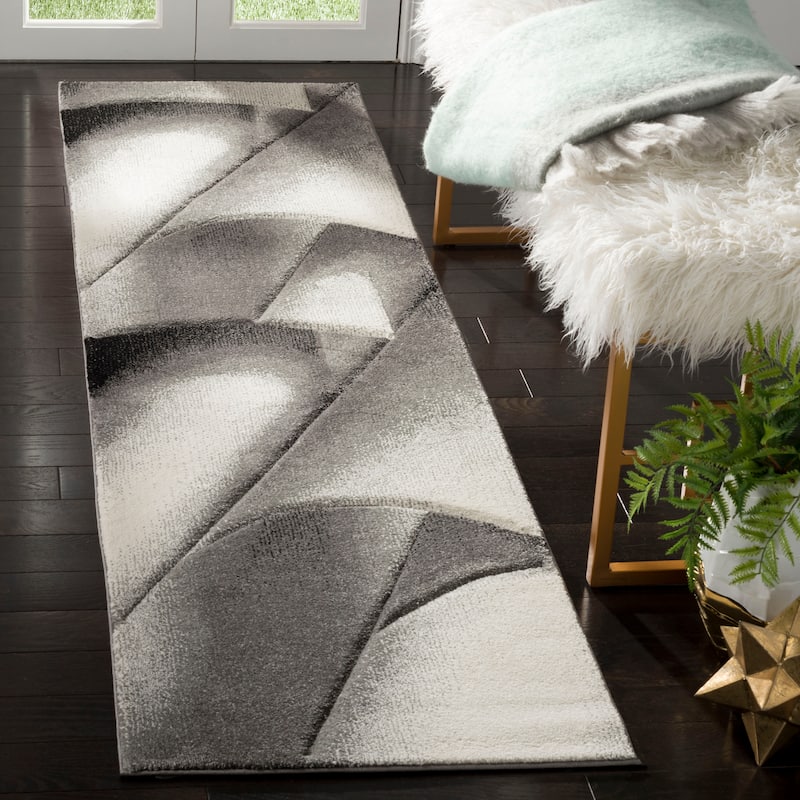 SAFAVIEH Hollywood Hasiba Mid-Century Modern Abstract Rug - 2'3" x 8' Runner - Grey/Dark Grey