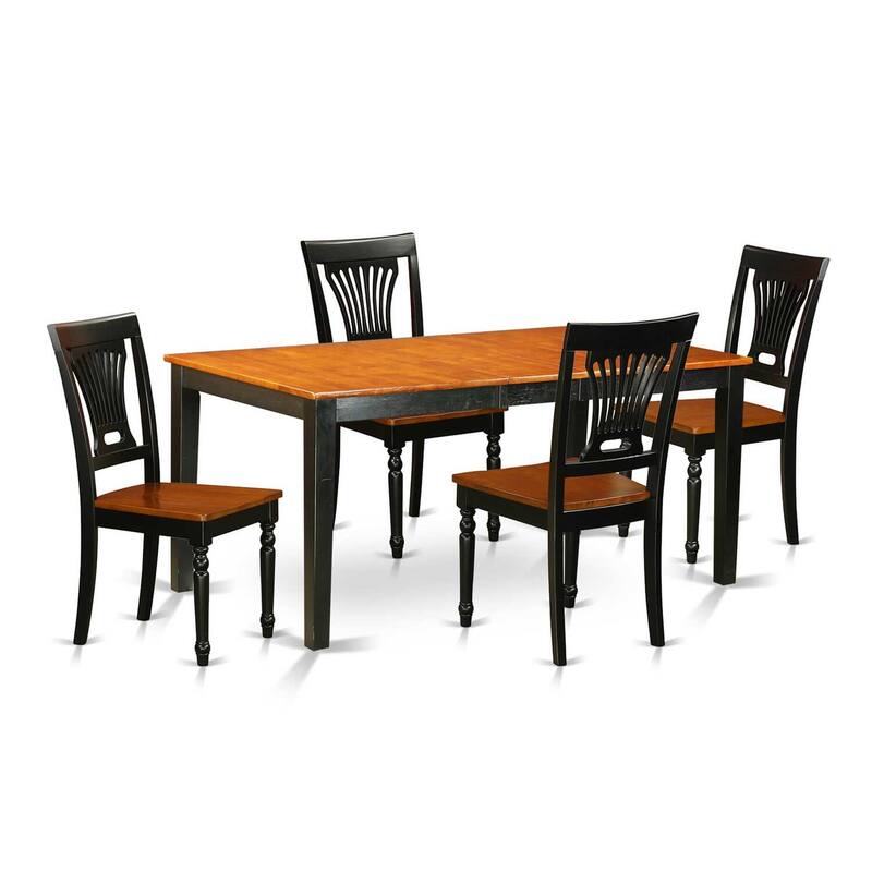 HomeStock 5-Piece Rectangle Black and Cherry Finish Solid Wood Top Dining Table with 4-Chairs