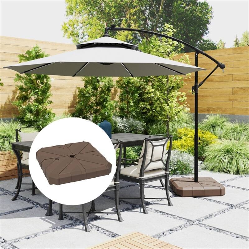 HDPE and Metal Offset Umbrella Base Sand or Water Fillable Heavy Duty for 2.4 Inch Poles Outdoor Patio Parasol Stand