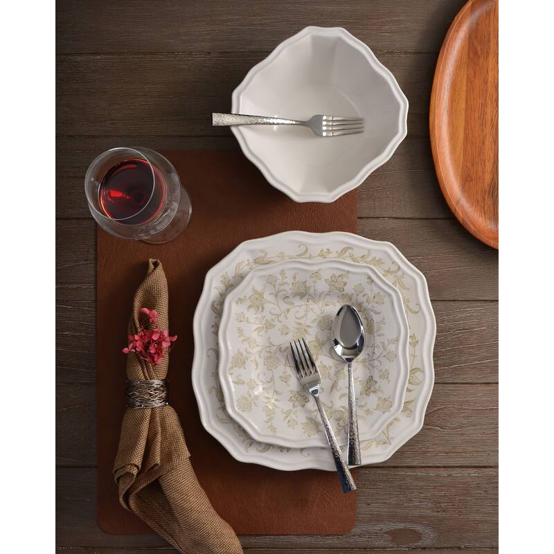 Batik Toile Taupe Porcelain 12 Pc Dinnerware Set