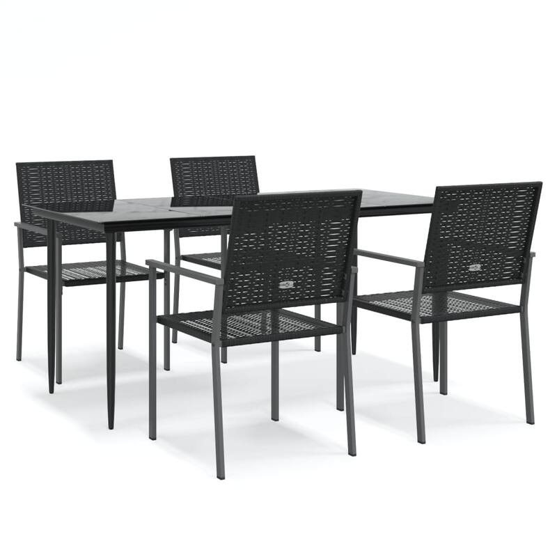 vidaXL 3/5/7/9 Piece Patio Dining Set with Cushions Poly Rattan and Steel