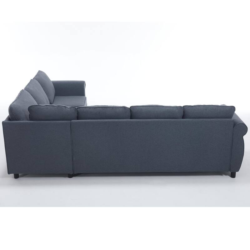 2 in 1 Pull Out Sleeper Sofa Bed, 6 Seater, L Shaped, Gray, 104" x 81" x 33"