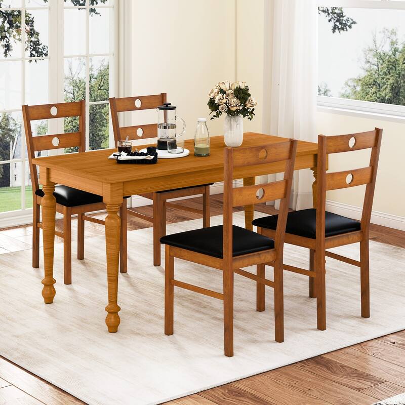 Costway Wood Dining Chairs Set of 2/4 with Rubber Wood Frame, Padded - See Details