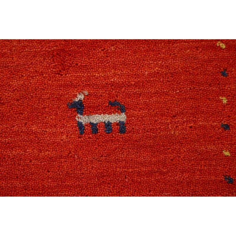 Salmon Tribal Gabbeh Oriental Area Rug Handmade Wool Carpet - 3'10"x 5'10"