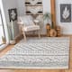 SAFAVIEH Arizona Shag Lotta Moroccan 1.2-inch Thick Rug - 6'7" x 6'7" Square - Ivory/Slate