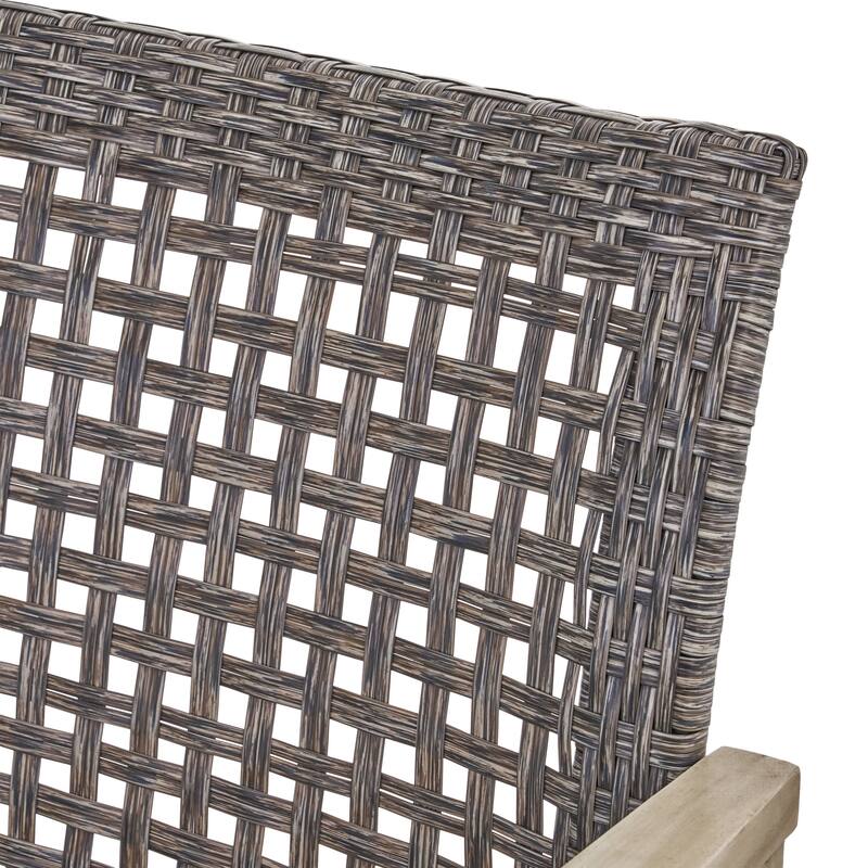 Outdoor Acacia Wood Loveseat Sofa Rattan Wicker 2 Seater Sofa Couch
