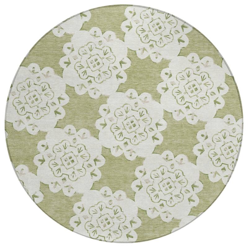 Machine Washable Indoor/ Outdoor Global Motif Chantille Rug