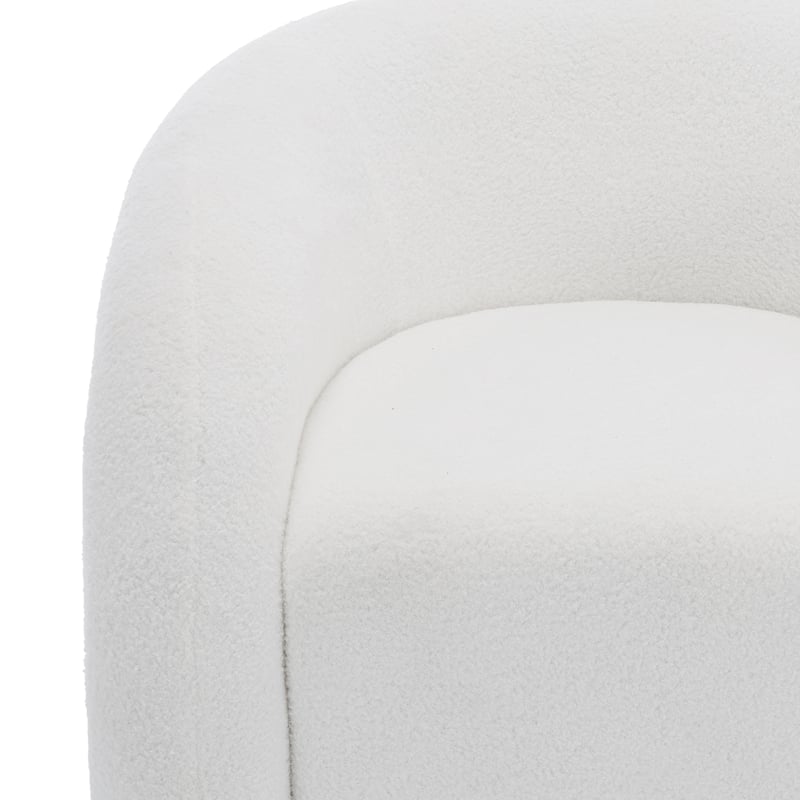 Modern Upholstered Swivel 360 degree Rotation Boucle Barrel Chair