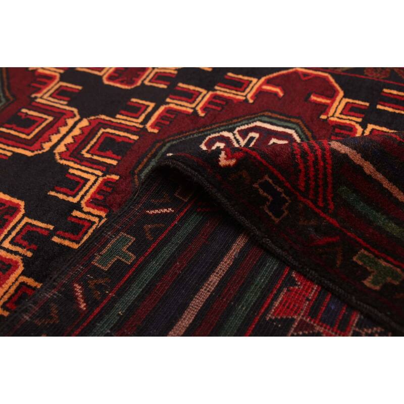 ECARPETGALLERY Hand-knotted Teimani Black, Dark Red Wool Rug - 3'10 x 6'1