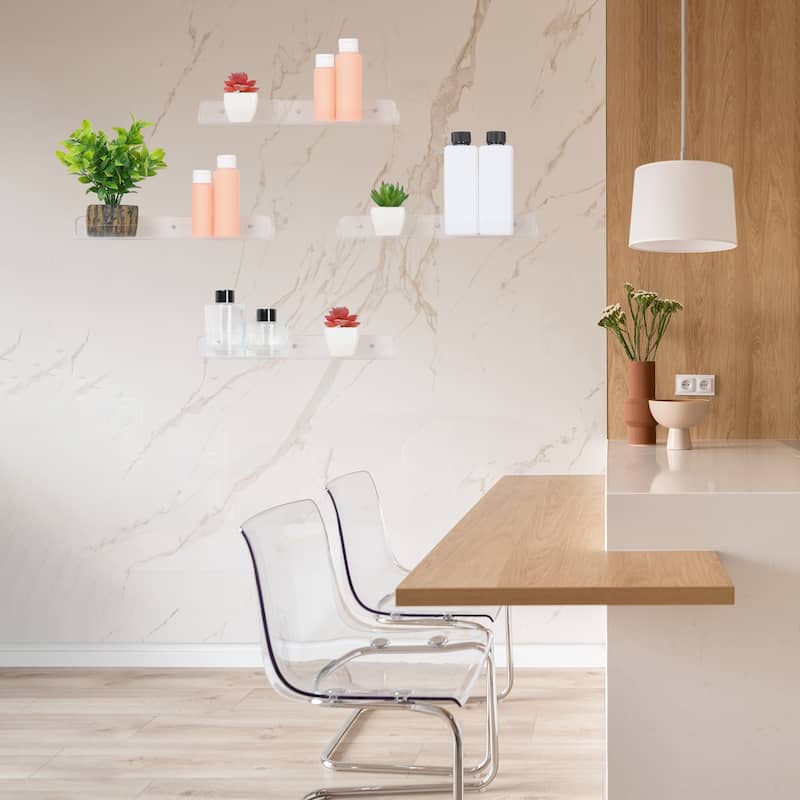 Acrylic Floating Shelves for Wall, Clear Acrylic Shelves for Bathroom Bedroom Living Room Wall Display Shelf Clear