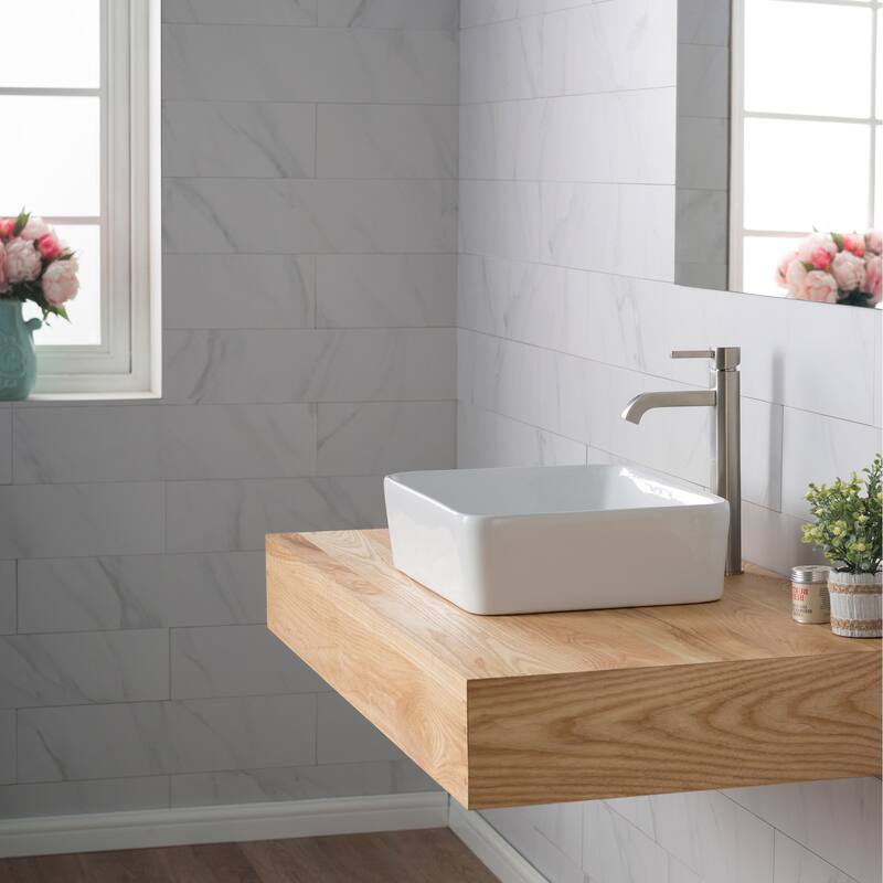 Kraus Bathroom Combo - 18-3/4" Ceramic Vessel Bathroom Sink With
