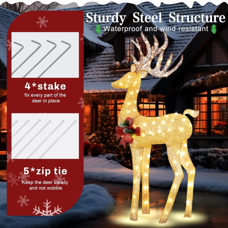 Futzca Christmas Light Holiday Reindeer & Sleigh