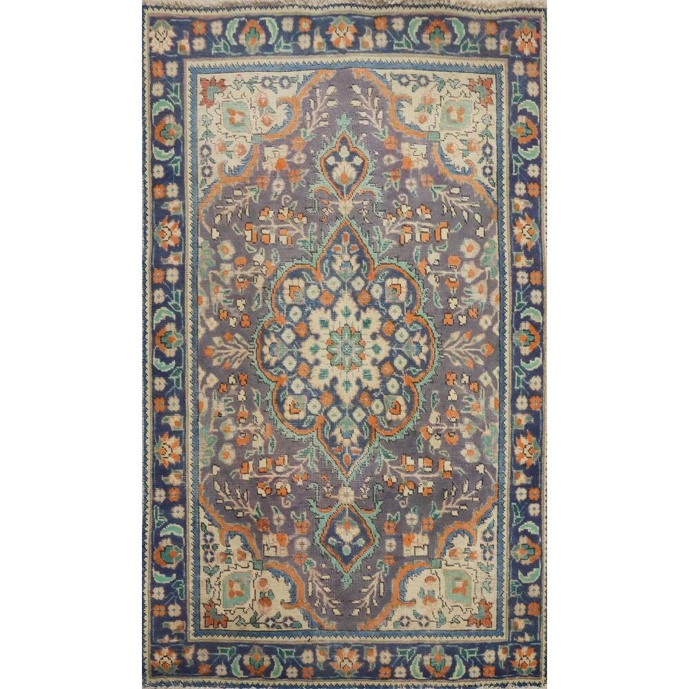 Hand Knotted Oriental 100% Wool Carpet Traditional Floral Purples Tabriz Area Rug - 4' 10'' X 3' 0''