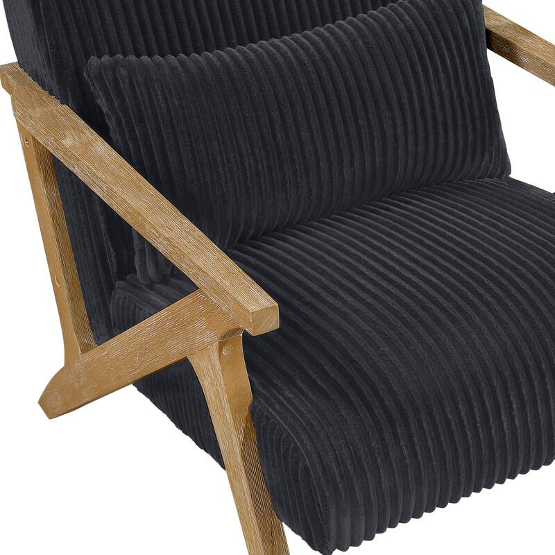 Bennett 27" Corduroy Accent Chair with Wood Frame & Matching Pillow