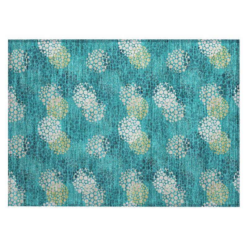 Machine Washable Indoor/ Outdoor Chantille Modern Bubbles Rug