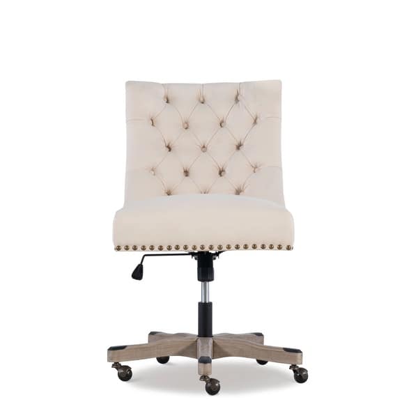 slide 2 of 4, Solid Adjustable Plush Tufted Office Chair - 41.5" - Beige and Gray
