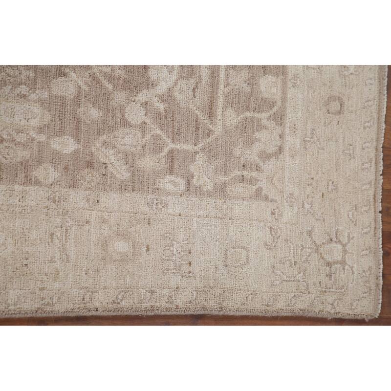 Hand Knotted Oriental 100% Wool Carpet Transitional All-Over Brown Oushak Area Rug - 6' 0'' X 3' 7''