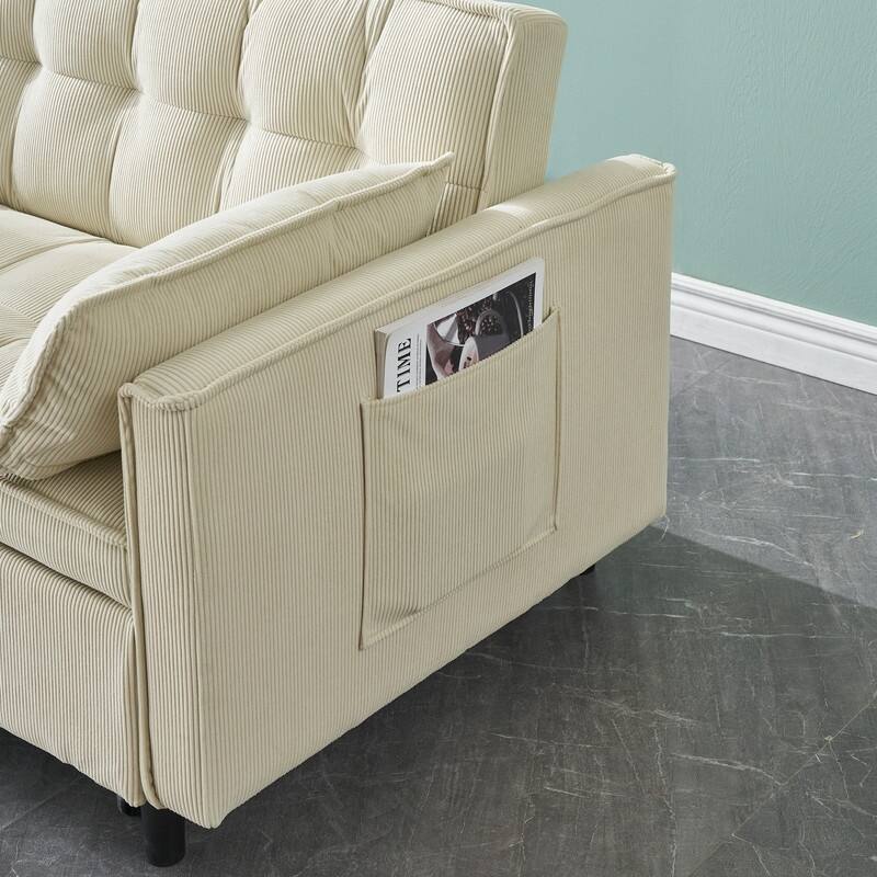 55" Corduroy Double Upholstered Sofa Bed