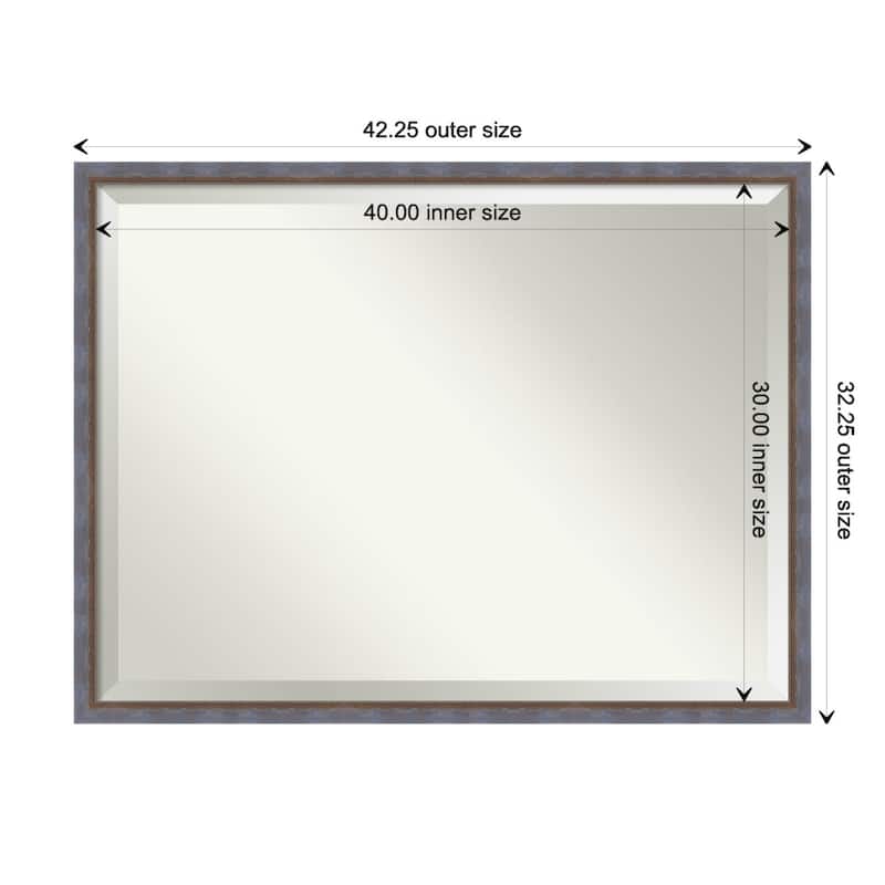 Two Tone Beveled Wood Framed Wall Mirror - Two Tone Blue Copper - Glass Size 40x30
