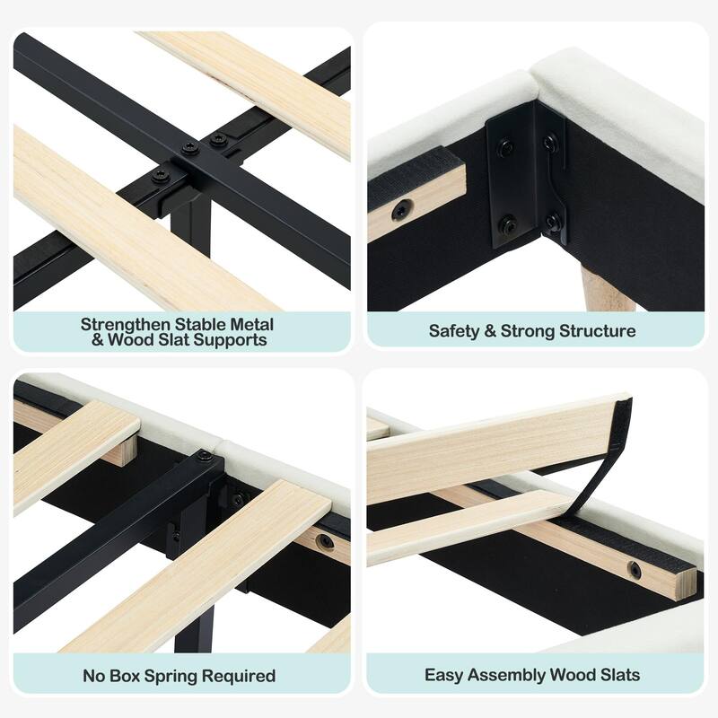 Bed Frame with Bookcase Headboard for Bedroom