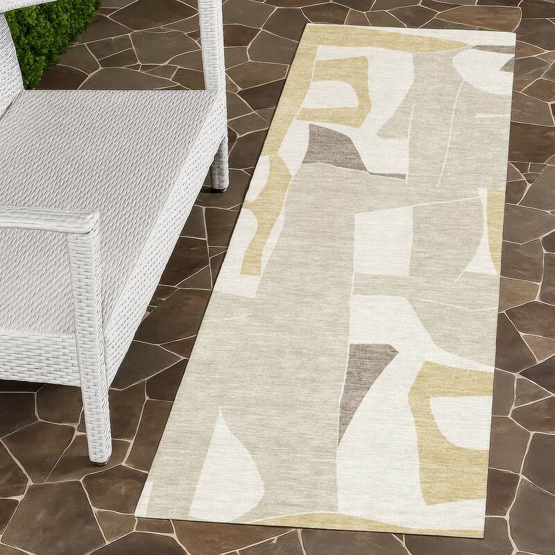 Machine Washable Indoor/ Outdoor Modern Crestone Chantille Rug - Ivory - 2'3" x 7'6"