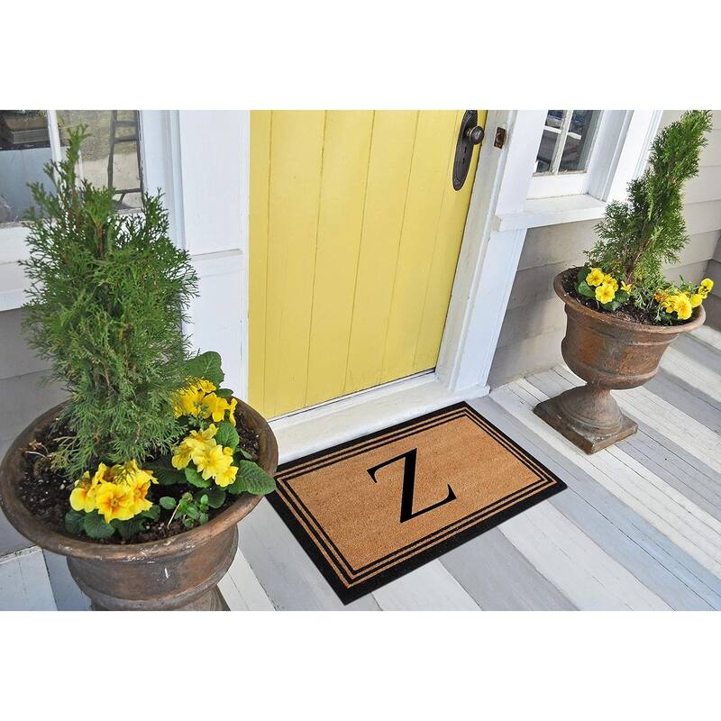 A1HC Pure Natural Coir Monogrammed Heavy Duty PVC Backing Doormat