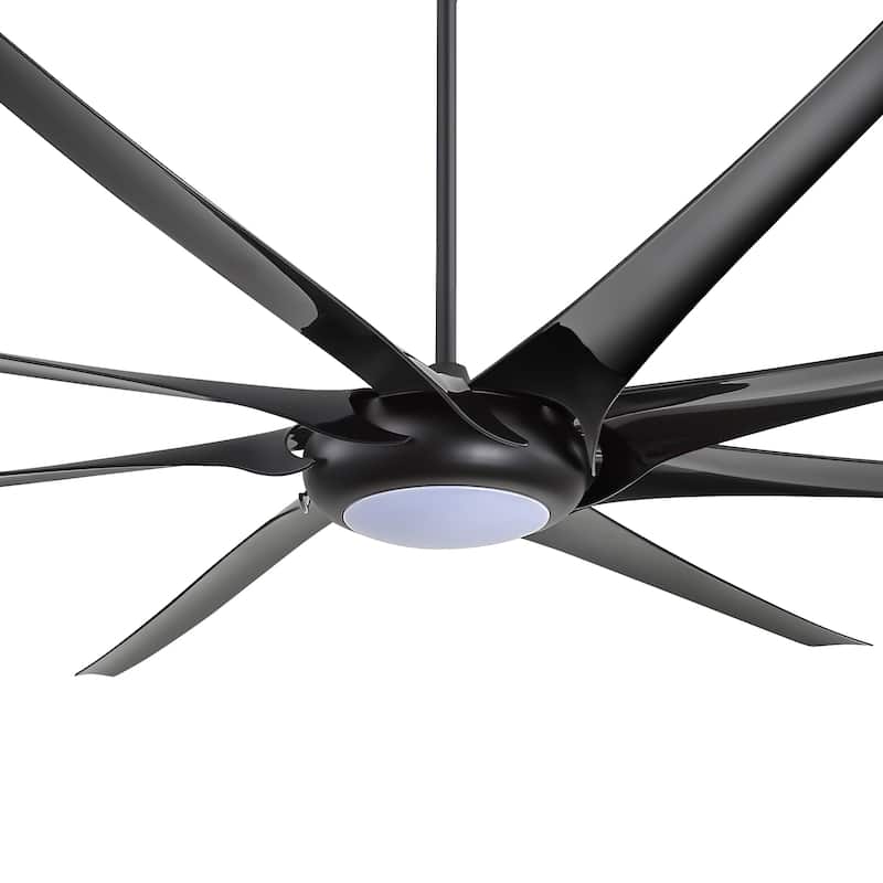 Large 100" Black Integrated LED Ceiling Fan with Light and Remote(8-Blade)