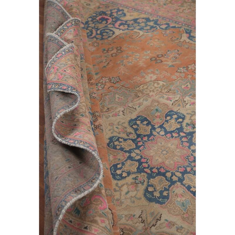 Hand Knotted Oriental 100% Wool Carpet Traditional Floral Oranges & Rust Mashad Area Rug - 12' 8'' X 9' 6''