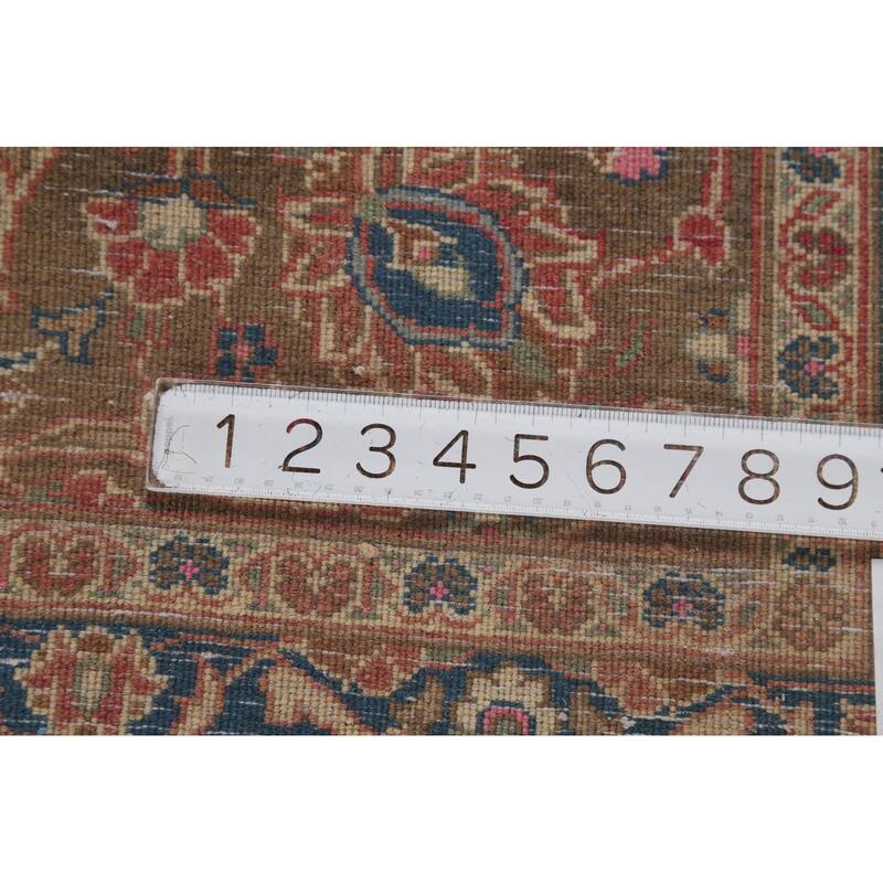 Traditional Pink Mashad Persian Vintage Rug Hand-Knotted Wool Carpet - 9'5"x 12'5"