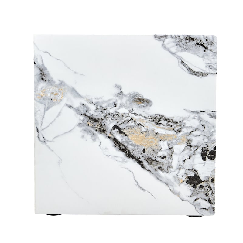 GDFStudio Kaelthas Wood Cube Coffee Table with Marble Texture