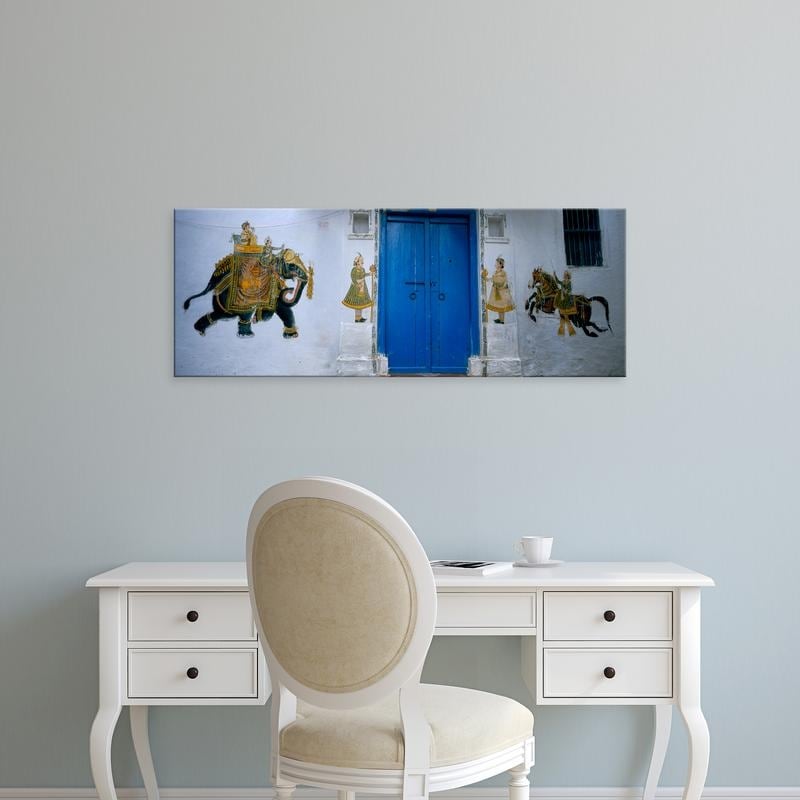 Easy Art Prints Panoramic Images's 'Mural on a wall, Rajasthan, India' Premium Canvas Art