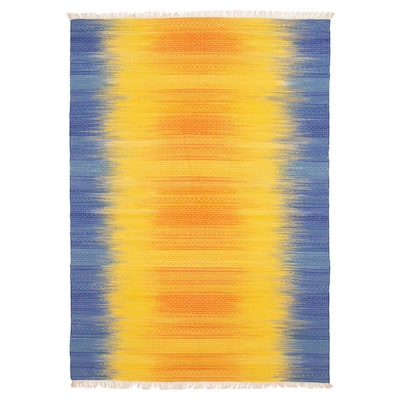 ECARPETGALLERY Flat-Weave Ankara FW Light Yellow Wool Kilim - 5'3 x 7'7
