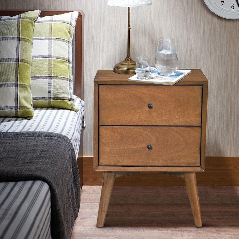 Mid Century Mahogany Wood Nightstand, Acron