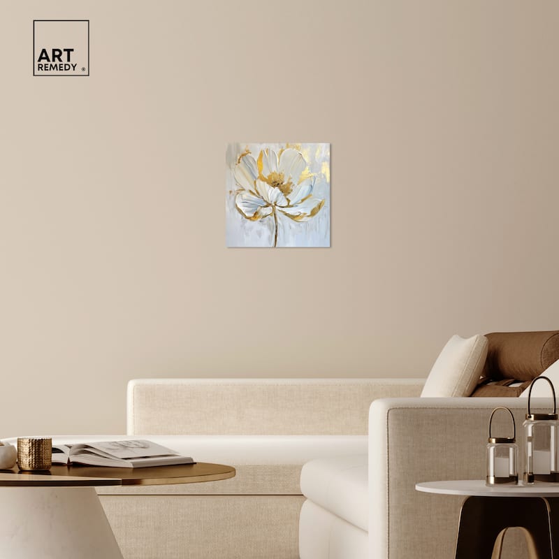 Art Remedy Gold Magnolia II Floral Fine 1 Piece Canvas Wall Art