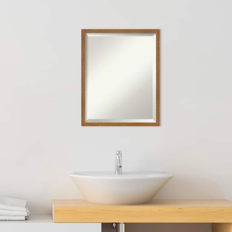 Beveled Wood Bathroom Wall Mirror - Carlisle Blonde Narrow Frame - Carlisle Blonde Narrow