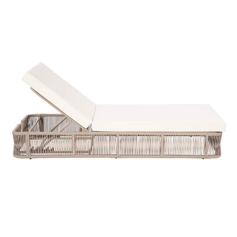 Christopher Knight Home - Solara Outdoor Adjustable Rope Base Sunlounge with Beige and White
