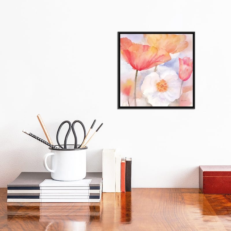 iCanvas "Watercolor Poppy Meadow Pastel I" by Cynthia Coulter Framed Canvas Print