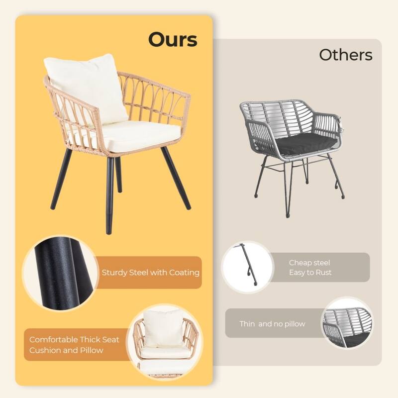 5-PC Wicker Outdoor Sofa Set, 2 Chairs, 2 Ottomans, 1 Table