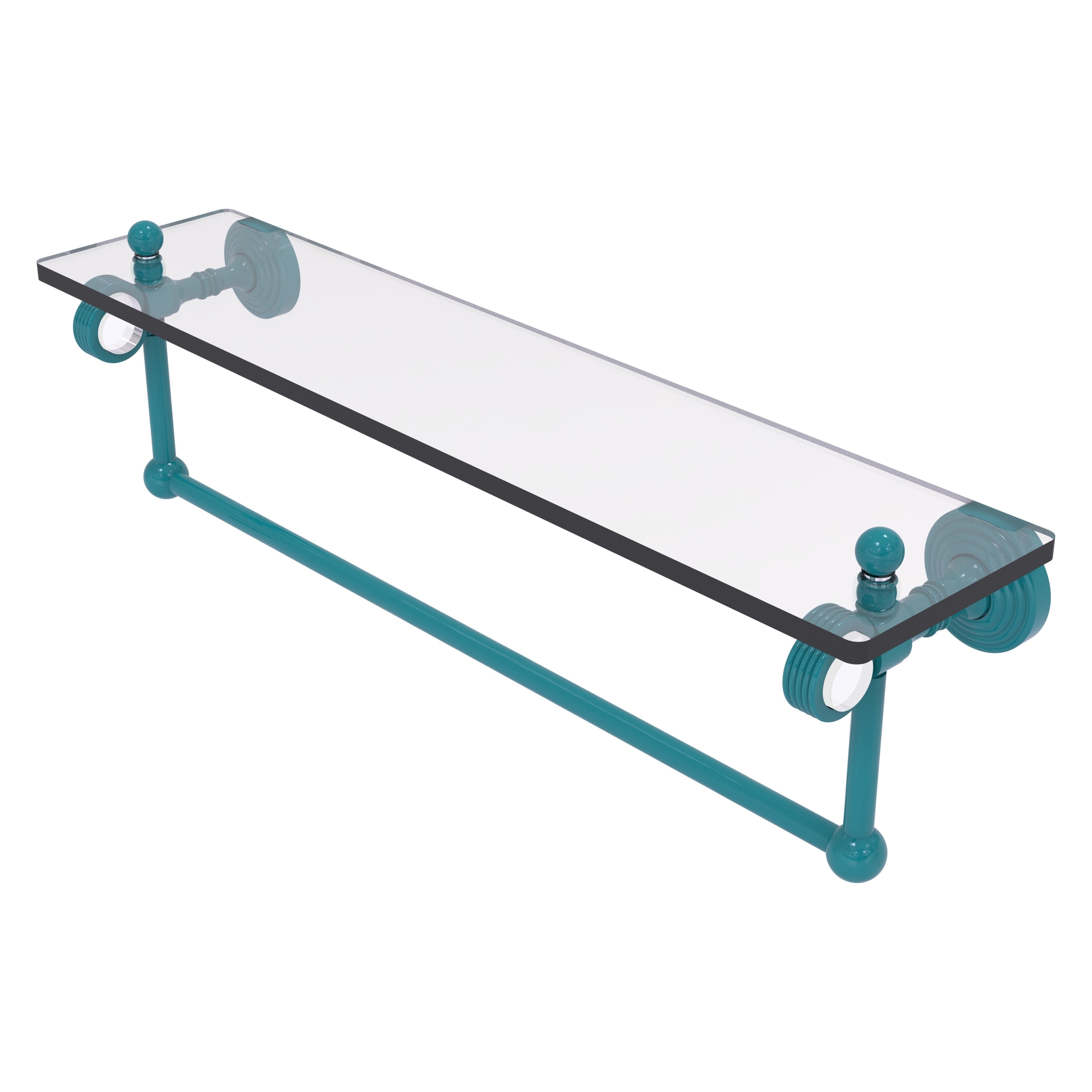 Allied Brass Pacific Grove Collection 16 Inch Glass Shelf with Towel Bar and Grooved Accents
