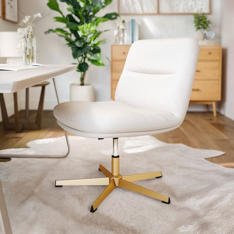 Commercial Wide Mid-Back Padded Upholstered Swivel Office Chair - 27.25"W x 27.25"D x 31.75" - 36.5"H