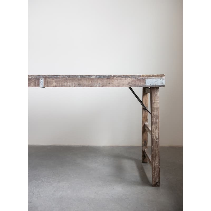 Reclaimed Wood Folding Table with Tin Patches (each one will vary)