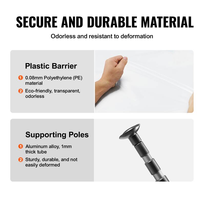 Dust Barrier Poles, Carry Bag for Interior Decoration and Painting Projects - 32.8x13.12 Ft