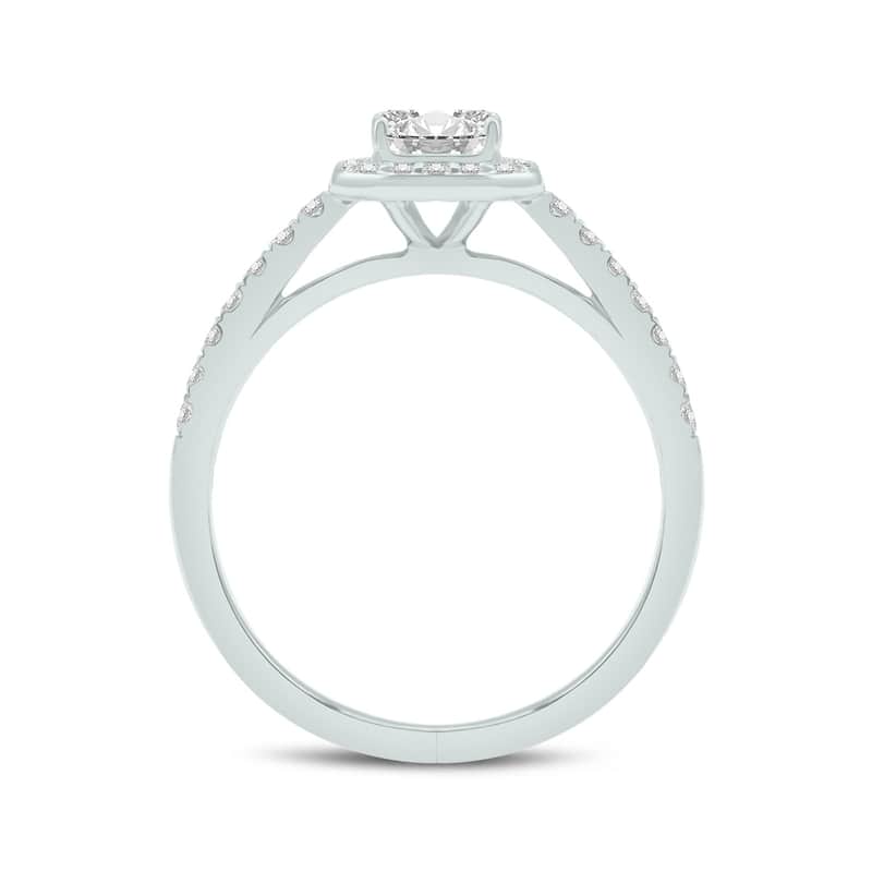 Marquee 2 3/4 Carat TW Center Emerald Cut Lab Grown Diamond Halo Bridal Set in 14Karat White Gold