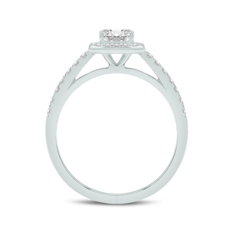 Marquee 4 3/8 Carat TW Center Radiant Shape Lab Grown Diamond Halo Bridal Set in 14Karat White Gold