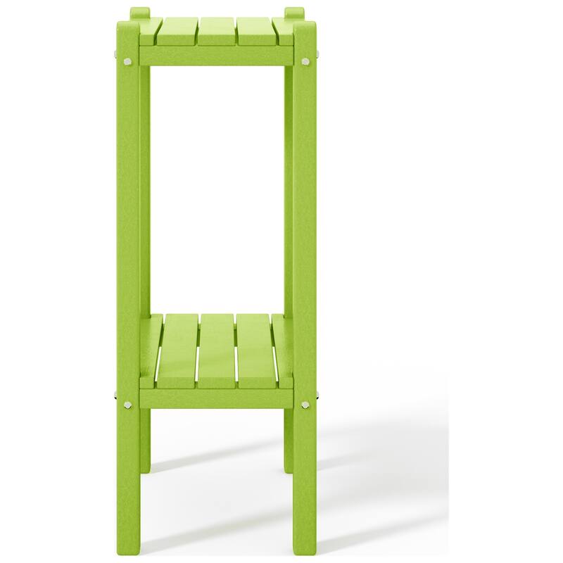 Polytrends Laguna Hdpe All Weather Outdoor Patio Two Shelf Square Table