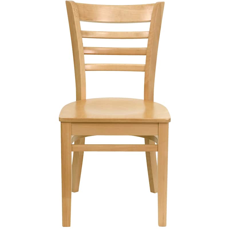 Wooden Ladder Back Restaurant Dining Chair - 17.25"W x 20"D x 33.75"H
