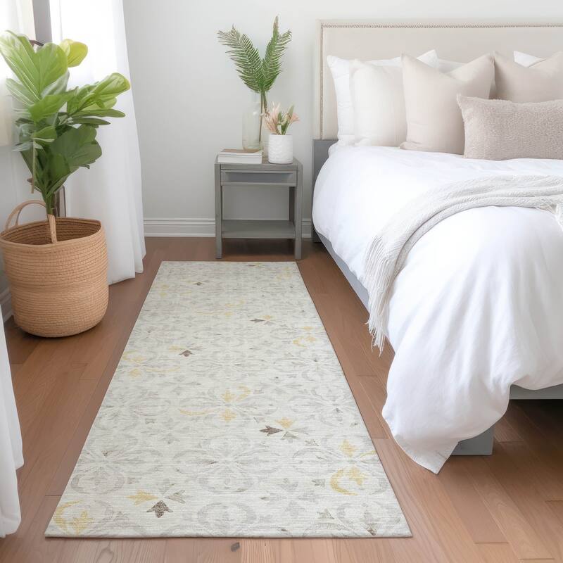 Premium Washable Super Soft Transitional Medallions Mayfield Rug - Ivory - 2'3" x 7'6"