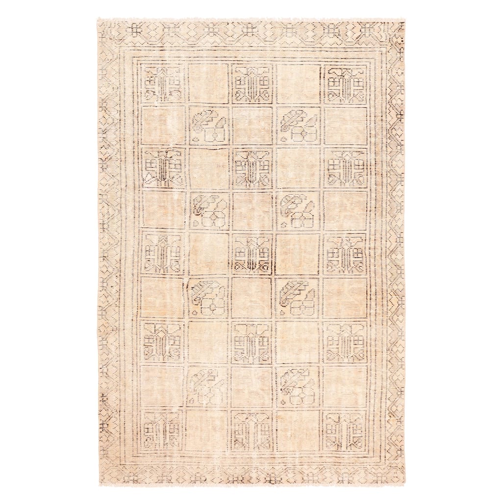 ECARPETGALLERY Hand-knotted Antalya Vintage Beige Wool Rug - 5'6 x 8'6