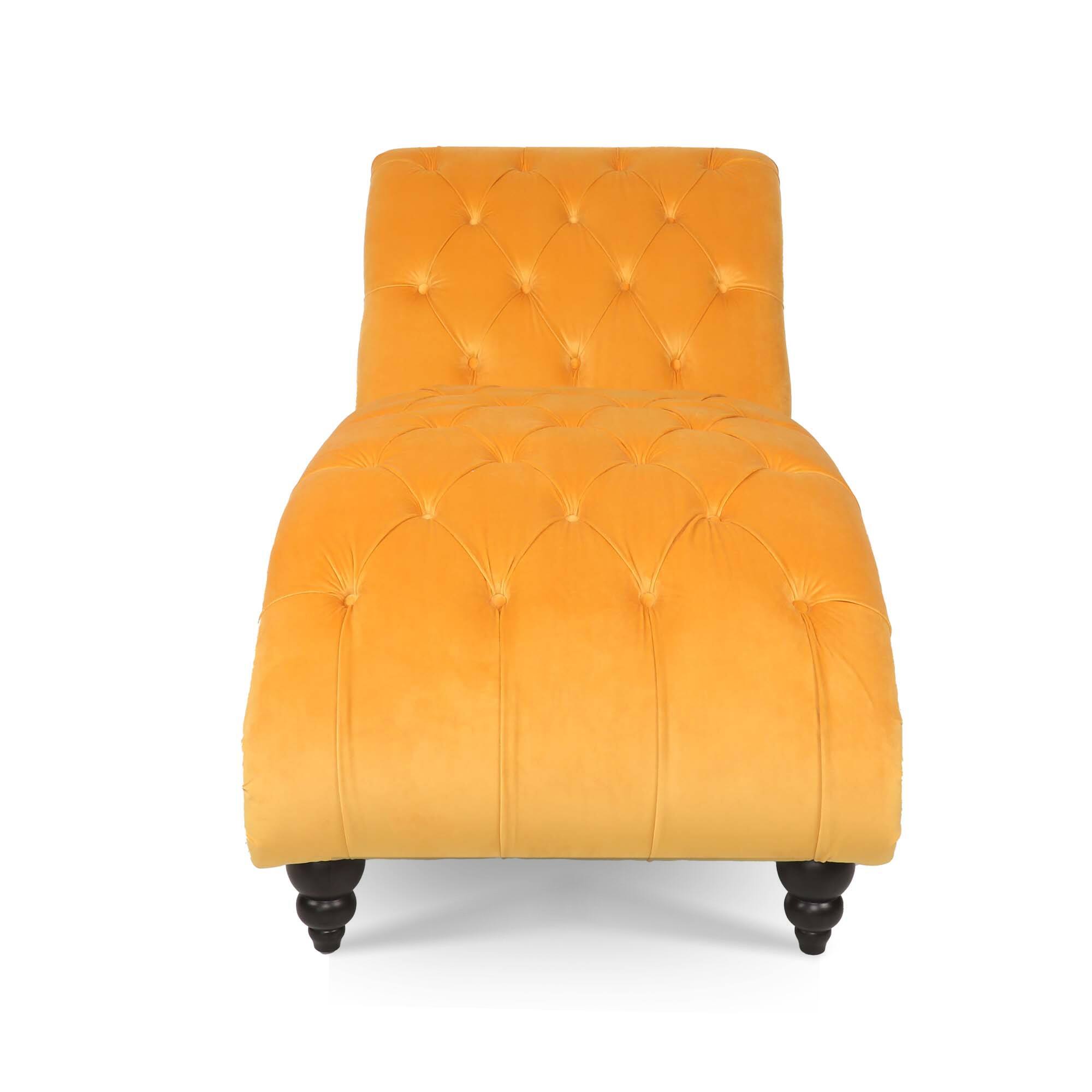 Modern Armless Chaise Lounge Sofa, Button Tufted Slipper Chair, Living